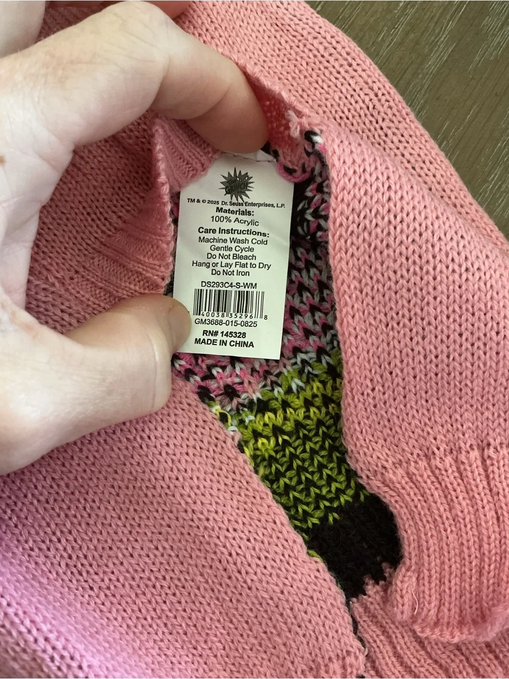 Dr. Seuss In My Grinch Era Pink Dog Pet Sweater Size S Christmas
